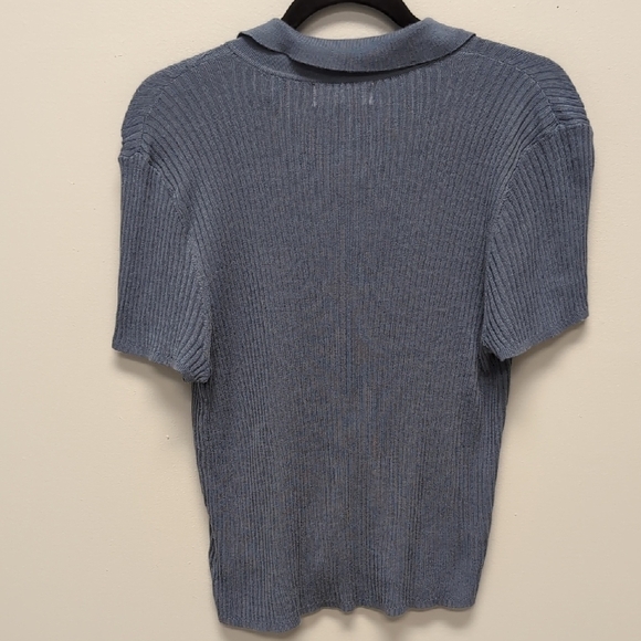 Marled Blue Button Down Shirt Classic Top Wool Blend Size XL NWT - Picture 7 of 7